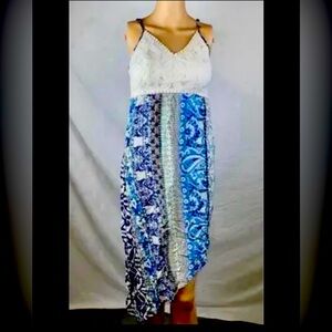 VENUS Blue and White Patterned Women's Dress